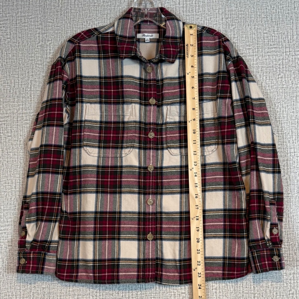Madewell Women XS Plaid Flannel Cotton Button Down Shirt Oversized Gorpcore Cozy - Picture 6 of 9